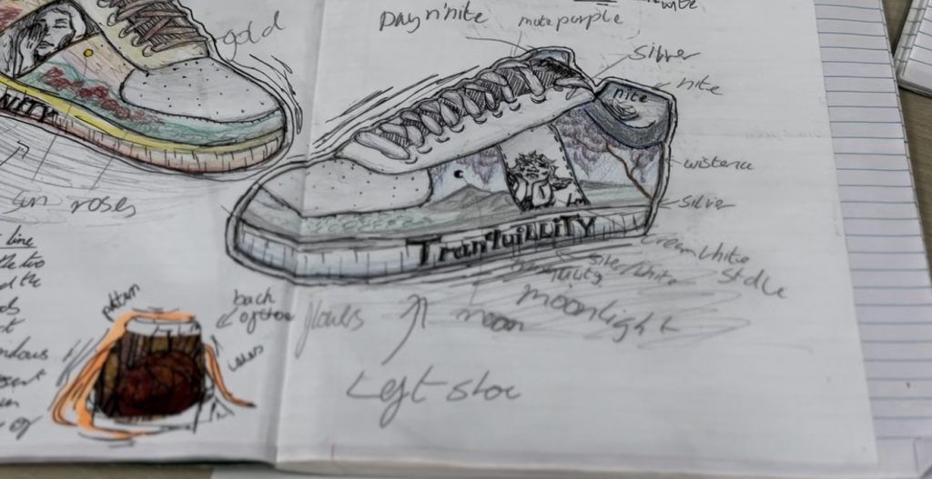Design & Technology drawing of a shoe design